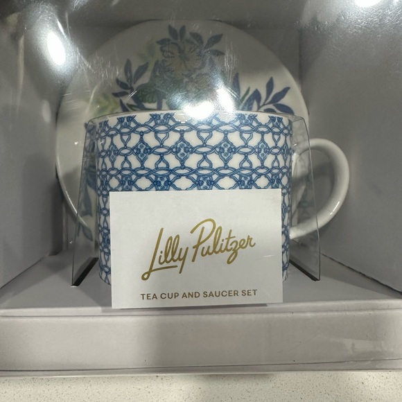 Lilly Pulitzer Blue and White Tea Cup and Saucer Set - Picture 2 of 3